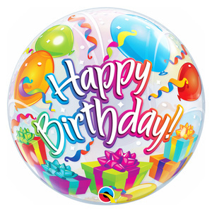 Balon bubbles Happy Birthday 22" Qualatex 