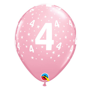 Balony lateksowe 4 urodziny 6 szt. Qualatex 